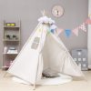 130 CM Grande Teepee Bambini Tenda da gioco Pieghevole Tela di cotone Finta Playhouse Toddler Boy Girls Toy Wigwam Gift Indoor Outdoor