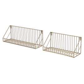 2 pezzi / set mensole a parete mensola galleggiante in filo metallico rustico Display rack cesto home office decorazione murale