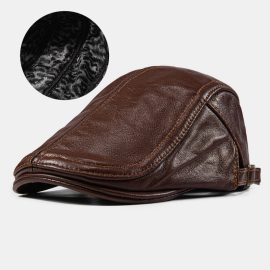 Cappelli da strillone da uomo Pelle di pecora Inverno Antivento Protezione dal freddo Berretti caldi Cappello da tassista