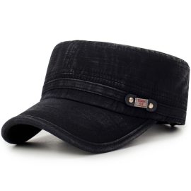 Collrown Cappello a cilindro piatto da uomo in cotone lavato all'aperto con protezione solare militare esercito con visiera papà berretto