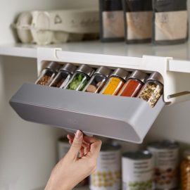 Cucina autoadesiva Spice Organizzatore Scaffale portabottiglie per condimenti sotto il cassetto della scrivania Stoccaggio nascosto per forniture da cucina