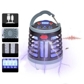 E-SMARTER Multifunzione Mosquito Killer lampada Con LED campeggio Luce e Bluetooth Altoparlante USB Ricaricabile Lunga Batteria Vita UV Luce Trappola per Insetti Nessun Rumore Radiazioni
