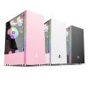 GAMEKM Custodia per computer desktop a elementi quadratici Custodia per PC da gioco in vetro temperato con interfaccia USB3.0 Compatibile con ATX
