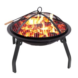 Braciere da 22 pollici Braciere da esterno portatile a legna Firepits in acciaio BBQ Grill campeggio Picnic Travel Garden Patio