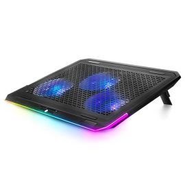 LLANO Laptop Cooling Pad Laptop Radiator Cooler Stand con 3 ventole di raffreddamento 2 porte USB Altezza regolabile RGB Touch Control Q8 per laptop 14-17 pollici