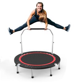Mini trampolino pieghevole da 40 pollici 100x22 cm Sport da salto all'aperto Idoneità Esercizio Strumenti con manico in schiuma regolabile per bambini Adulti Carico massimo 150 kg