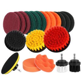 Trapano per pulizia 22 pezzi Pennello Set con scrubber per trapano con attacco lungo esteso Pennello Per la pulizia Kit di attacco per trapano a batteria Power Scrub Pennello