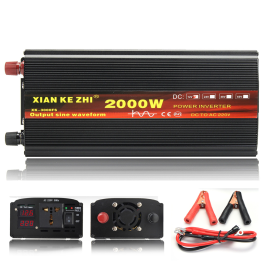 Coupon 2000W/3000W/4000W Power Inverter Pure Sine Wave Transformer 12V/24V to 220V Auto