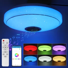 Coupon 30cm 36W RGBW LED Ceiling Lamp with Remote Control,bluetooth Speaker, APP Control Night Lamp for Bedroom Home Party Decorative Lamps 220V – 220V