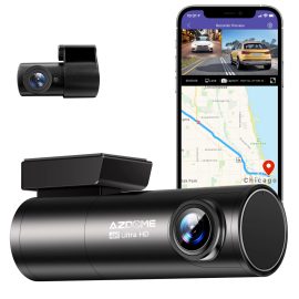 Coupon AZDOME M300S 4K Front Rear Dash Cam Voice Control Car Camera With UHD 2160P Built in WiFi GPS Night Vision WDR