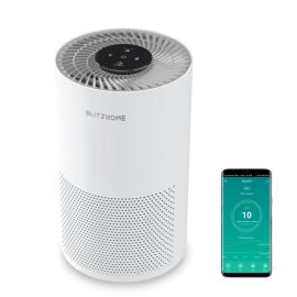 Coupon BlitzHome BH-AP1 Smart Air Purifier 220m³/h CADR 26dB Quiet Air Cleaner,Removes Allergies, Smoke, Dust, Mold, Pollen, Pet Dander, Activated Carbon Eliminates Odors and Deodorizes HEPA Filter with Night Light APP Remote Control