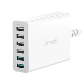Coupon BlitzWolf® BW-S15 60W 6-Port USB Charger Dual QC3.0 Desktop Charging Station Smart Charger EU AU US Plug Adapter