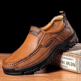 Coupon Men Non-slip Soft Slip On Breathable Casual Business Leather Shoes