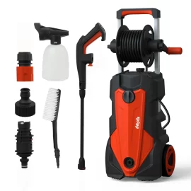 Coupon Mensela PW-W1 Car Pressure Washer 2100W 165Bar Electric Pressure Washer Household with Adjustable Nozzles Hose Reel 5m Power Cord 10m Hose EU Plug Detergent Tank Ideal for Cleaning Home Car Garden – EU Plug