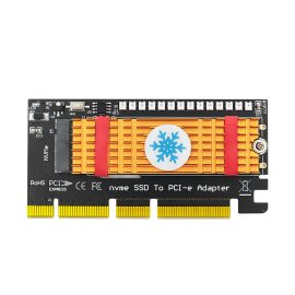 Coupon NVMe SSD to PCI-e Adapter PCIE X4 X8 X16 Hard Drive Expansion Card for M.2 NGFF M KEY SSD Hard Disk with LED Light
