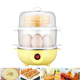 Coupon Portable Egg Steamer Kitchenware Double Layer Electric Egg Cooker Boiler Heating Stainless Steel Steamer Pan Cooking Tools