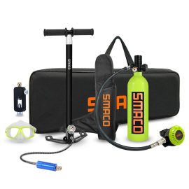 Coupon SMACO S400+ Protable 1L Scuba Diving Tank Equipment Set With Hand Pump Underwater Oxygen Tank + 360° Rotatable Joint