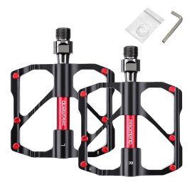 1 paio di pedali per bicicletta ultraleggeri con 3 cuscinetti a pedale antiscivolo a sgancio rapido