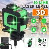 16 Linee 360° Orizzontale Verticale Croce 3D Luce Verde Laser Misura di Livello Autolivellante Super Potente Laser Fascio con Due Batterie