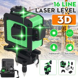 16 Linee 360° Orizzontale Verticale Croce 3D Luce Verde Laser Misura di Livello Autolivellante Super Potente Laser Fascio con Due Batterie