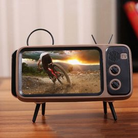 Bakeey Mini Retro TV Modello Bluetooth Speaker Desktop Cell Phone Stand Holder Lazy Bracket per telefoni cellulari da 4