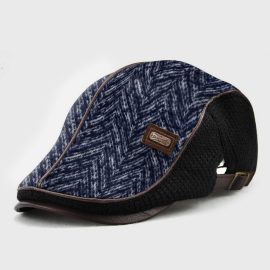Banggood Design Men Knit Leather Patchwork Color Casual Personality Forward Hat Cappello berretto