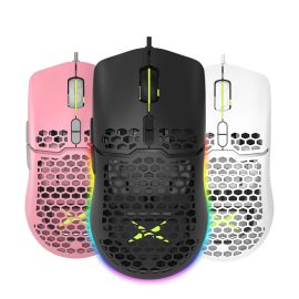 Delux M700 RGB Mouse da gioco USB cablato leggero a nido d'ape A825 Sensore 7200 DPI Mouse ergonomico con cavo Soft per computer PC Laptop Gamer
