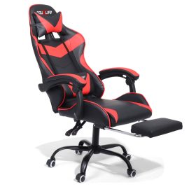 Douxlife® Racing GC-RC02 Sedia da Gioco Design Ergonomico Reclinabile a 150 ° Schienale Spesso Imbottito Bracciolo Integrato Poggiapiedi Estraibile per Ufficio in Casa