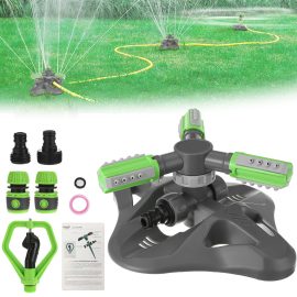 JOYXEON Set di irrigatori per prato a 3 bracci rotanti a 360° Set di irrigatori da giardino a 3 modalità
