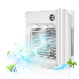 Jeteven 5 in 1 ventola di raffreddamento ad aria spray atomizzazione 3 velocità del vento rotazione 120 ° serbatoio acqua 250 ml 4000 MAh Batteria con luce notturna LED