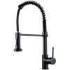 Rubinetto per lavello da cucina a molla nero opaco Beccuccio estraibile Miscelatore monocomando acqua calda fredda Rubinetto Spruzzatore a scomparsa