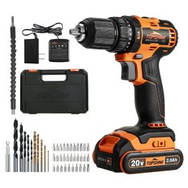 TOPSHAK TS-ED4 20V 13mm senza spazzola Trapano elettrico 45N.m Coppia 0-1650 RPM Velocità variabile W/1 pz Batteria EU/US Spina e 43 pz Accessori