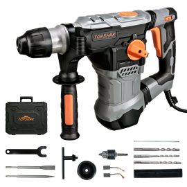 TOPSHAK TS-HD1 110V/220V 1500W 6J 12Ibs. Trapano a percussione elettrico portatile Hammer a velocità variabile con accessori EU/US Plug
