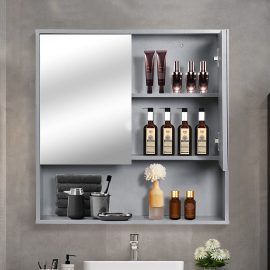 WoodyHome Mobile da bagno a parete con specchio a doppia anta