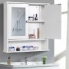 Woodyhome Mobiletto da Bagno Sospeso a Parete Mobiletto da Bagno per Uso Domestico con Specchi Design a Due Mezze Porte