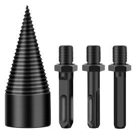 Coupon 4Pcs 32/42mm Round/Square/Hexagonal Shank Firewood Drill Bit Splitter Wood Split Cone Drill Bit For Tree Cutting