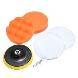 Coupon 5pcs 5inch Polishing Pad Set Waxing Disc Wave Sponge Drill Adapter Wool Ball