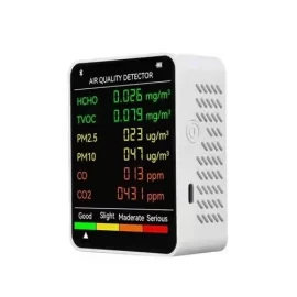 Coupon 6 In 1 PM2.5 PM10 HCHO TVOC CO CO2 LCD Large Screen Display Portable Multifunctional Air Quality Detector for Home Office Hotel Desktop Air Quality Tester