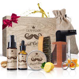Coupon 6Pcs Beard Grooming Suit Beard Hair Double Tooth Styling Comb Wash Oil Balm Brush Trimming Scissor