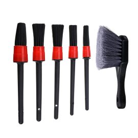 Coupon 6PCS Tire Detail Brush Crevice Cleaning Wash Tool Short Handle Brush Set Interior Exterior Leather Air Vents Care Clean Tools