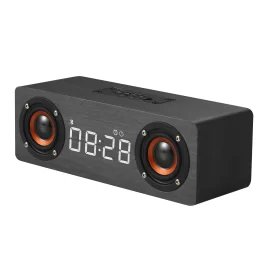 Coupon Bakeey M5C bluetooth Speaker Alarm Clock LED Screen Display Voice Call Wooden Box High Quality Music Stereo Sound Effect Noise Reduction TF Card Speaker