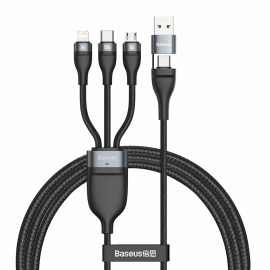 Coupon Baseus 100W Flash Series Two-for-Three USB to Type-C/ USB to Micro/ Type-C to Type-C/ Type-C to iP/ Type-C to Micro PD QC Fast Charging Data Cable Dual Head Full Adaptation Data Cable