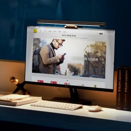 Coupon Baseus Led Desk Lamp Screen Hanging Light Reading Computer Eye Protection Lamp for 8-20mm Thickness Computer Monitor Screen