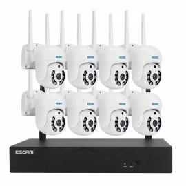 Coupon ESCAM WNK718 3MP 8CH Wireless PTZ IP Camera Wireless CCTV Security System NVR Kit Motion Sensor Detection Dual Light Two-way Voice Control – EU Plug