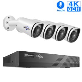 Coupon Hiseeu 4K 8MP 8CH NVR POE IP Security Surveillance Camera System Kit Set CCTV Outdoor Home Waterproof H.265 Video Audio Record