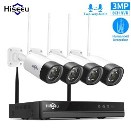 Coupon Hiseeu WNKIT-4HB312 8CH 3MP 1536P Wireless CCTV Security System NVR Kit IR Outdoor Audio Recorrd IP Camera Waterproof Wifi NVR Kit Video Surveillance