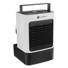 Coupon Loskii F830 Negative Ion Air Conditioner Air Cooler Desktop Electric Fan Two Blowing Modes Three Gear Wind Speeds with Night Light Low Noise for Home Office
