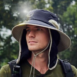 Coupon Men Bucket Hats Adjustable Removable Outdoor Quick-drying Sunscreen Waterproof Fisherman Hat Breathable Bucket Hat