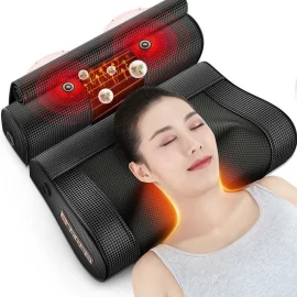 Coupon Multifunctional Cervical Massage Pillow Dual 8D Massage Heads Wormwood Hot Compress Massage Pillow Intelligent Six-mode Three Gears Strength Adjustment Massge Pillow – EU Plug
