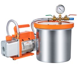 Coupon Topshak TS-VP1 Vacuum Pump With 2 Gallon Vacuum Chamber and 1/4 HP 220V 2.5 CFM/110V 3.0 CFM Air Conditioner Refrigerant Air Tool Pump Kit Used for Degassing Urethane Silicone Resin Epoxy Resin Essential Oils